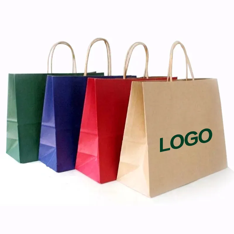 Eco friendly recyclable kraft shopping bag retail print large brown your own logo custom clothing gift packaging paper bags