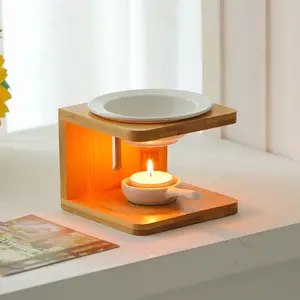 manufacture hot sale eco-friendly natural bamboo essential oil burner with ceramic bowl for home air freshener