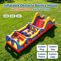 Château gonflable pour enfants et parents, centre de jeux familial en plein air, parcours d'obstacles amusant avec toboggan