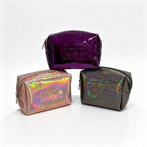Bolsa de Maquillaje de PU con Espejo Holográfico de 3 Colores, Bolsa de Cosméticos Portátil Impermeable, Bolsa de Aseo de Viaje para Mujer, Regalo - Product Image 1