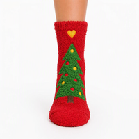 Chaussettes en chenille duveteuse de Noël, série animaux (Père Noël, renne, ours), en peluche, confortables, fantaisie, chaudes, pour les fêtes