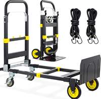 Chariot à plateforme pliable 3-en-1 amélioré en aluminium robuste, capacité 440/800 lb, outils de transport industriels OEM convertibles