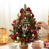 Neuer PE Mini-Weihnachtsbaum, 45/60cm, Dichter Deluxe-Baum mit Beleuchtung, DIY Tischdekoration