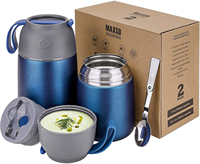Bocal alimentaire isotherme en acier inoxydable 304 de qualité supérieure, mignon, chauffable et anti-fuite, avec cuillère intégrée, idéal pour le bureau, l'école et les activités de plein air