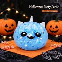 Jouet à presser licorne citrouille Halloween, jouet anti-stress souple et lumineux à paillettes pour enfants