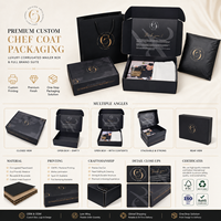 Carton ondulé noir personnalisé en carton, boîte d'emballage pour uniformes de chef ustensile de cuisinier Toque blanche et couteau de cuisine