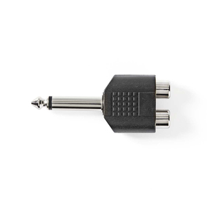 Adaptador de audio mono macho de 6,35 mm a 2x RCA hembra, negro - Product Image 1