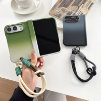Coque de téléphone tendance dégradée avec cordon, étui rigide pour iPhone Duo, style coréen adorable