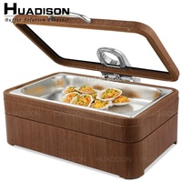 Huadison hôtel équipement rectangle en bois réchaud neuf litres réchauds pour la restauration