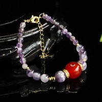 Bracelet en perles de pierres précieuses naturelles Aiyu en améthyste taillée, collier en agate rouge, vente en gros transfrontalière en e-commerce via diffusion en direct, S6061804