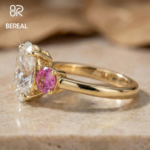 Anillo de Compromiso con Diamante Cultivado en Laboratorio con Certificación IGI, Anillo Triloav Ovalado de Plata 925 Personalizado con Diamante Creado en Laboratorio VVS, Joyería para Mujer - Product Image 2