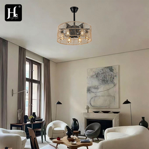 20-inch Chinese-style hemp rope ceiling fan light with rattan shade – hand-woven lamp for home and hotel décor - Product Image 6