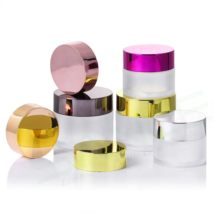 15ml 1oz 2oz 4oz 16oz Luxury Empty OEM Cosmetic Container Biodegradable Cosmetic Packaging Plastic Cream Jar with gold pink jars