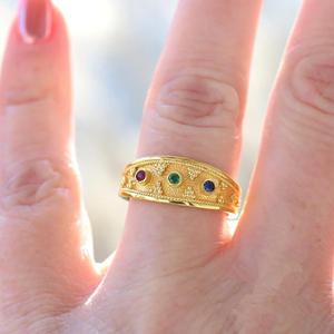 Anello T0314 con Gemma Dorata, Motivo a Stella, Incastonatura a Castone, Zircone, Unisex, per Uso Quotidiano, Anelli Raffinati - Product Image 3