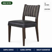 Chaise de salle à manger moderne rembourrée en gros, siège en cuir avec dossier en tissu rayé pour café et hôtel, OEM ODM