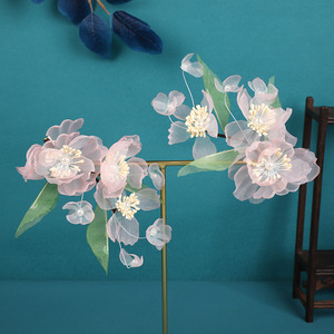 Nuevos accesorios para el cabello y horquillas Hanfu, diseño original, hechos a mano, exquisitos clips de flores perforadas de flor de durazno rosa para - Product Image 4