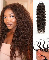 Cheveux humains à ondulations profondes pour crochet, Cheveux humains bruts pour crochet sans nœuds, Cheveux humains pour crochet double tiré Miracle Knots