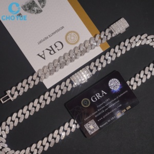 Thick Heavy 925 Silver Moissanite Cuban Link <b>Chain</b> 925 Sterling Silver Luxury Hip Hop Jewelry Wholesale <b>Iced</b> <b>Out</b> Necklace - Product Image 4