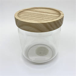 Tarros de vidrio de borosilicato alto con tapas de madera para almacenamiento de té, comida, sal y azúcar, tamaño personalizado de lujo para Cocina - Product Image 5