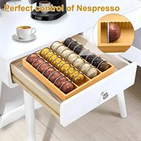 Tiroir de rangement pour dosettes de café en bambou pour cuisine, maison, bureau, station à café