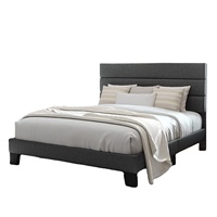 Lit superposé moderne en bois avec cadre de lit capitonné en tissu velours, taille California King, taille Queen, meubles de chambre à coucher, ensemble de lit