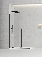 Nouvelle paroi de douche coulissante élégante en verre trempé de 8 mm avec roulettes en aluminium noir pour salle de bain