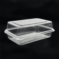 Barquette alimentaire rectangulaire transparente personnalisable en plastique recyclable de 16, 24 et 32 oz avec couvercle pour sushis et jus