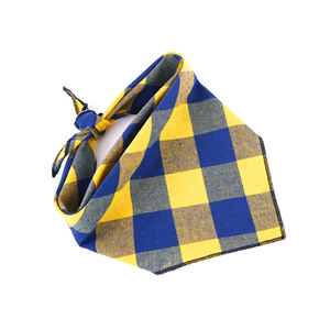 ผ้ากันเปื้อนลายสก็อตสีเหลืองและน้ำเงินสำหรับสัตว์เลี้ยงผ้าพันคอสามเหลี่ยมสำหรับสุนัขและแมวขนาดเล็ก - Product Image 4