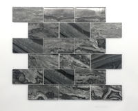Mosaico de vidrio mixto de piedra, recién llegado, mezcla de vidrio blanco, azulejo de mosaico contra salpicaduras de metal con patrón de inyección de tinta de fácil limpieza
