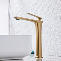 Nouveau design de robinet de lavabo de luxe en laiton brossé, durable, anti-corrosion, anti-éclaboussures, mitigeur à poignée unique