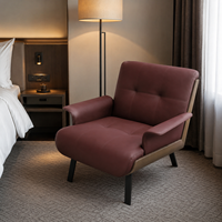 Fauteuil d'appoint moderne et durable pour hôtel, style contemporain, en cuir, avec structure en bois de frêne blanc, pour chambres d'hôtel et chambres à coucher