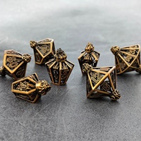 Ensemble de dés en métal creux, bronze antique, dés polyédriques pour Dungeons and Dragons, jeux de rôle TTRPG