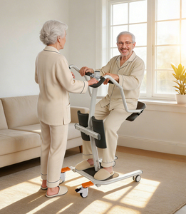 患者移動用リフト 手動式 座位から立位へ カーボンスチールフレーム 耐荷重265ポンド 高齢者・障害者向け 在宅介護用 トイレ付き - Product Image 2