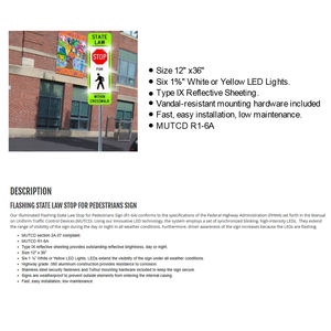 Semáforo de impresión UV personalizable, 3M, 12 pulgadas, película reflectante de grado Diamante, LED intermitente <span class=keywords><strong>Solar</strong></span>, señal de parada para peatones - Product Image 3