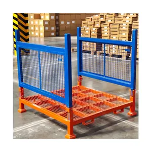 1000kgs Heavy Duty folding foldable rack Warehouse Stacking Storage Steel Stillage Cage Wire Storage Cage Bins