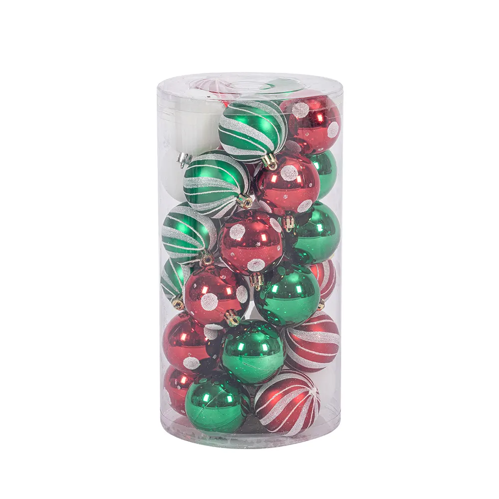 Bola de árvore de natal, enfeites de árvore de natal, vermelho e branco, transparente, inquebrável, decoração bauble, conjunto de bola de natal