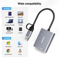 Pembaca Kartu CFexpress Tipe BENFEI USB 3.2 Gen 2 10Gbps USB-C USB-A 2-in-1 Eksternal dengan Casing Aluminium dan Kabel Nilon Terjalin JMS583