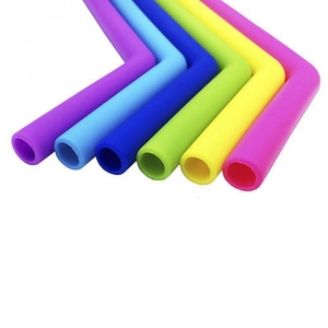 Pailles à boire réutilisables en silicone de qualité alimentaire, souples, longues, écologiques, certifiées CE/UE, sans BPA, sans goût de caoutchouc, faciles à nettoyer, modernes - Product Image 5