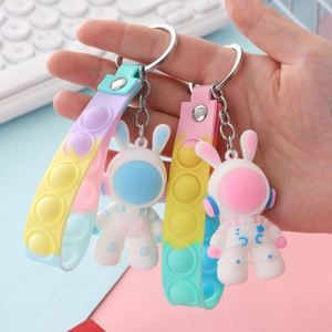 Cartoon-Style Space Rabbit <b>Keychain</b> Three-Dimensional PVC Figurine Pendant Small Gift for Schoolbag <b>Anime</b> Style - Product Image 4