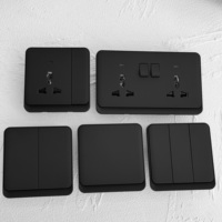 Interruptor de pared eléctrico de 86 paneles para PC, 16A europeo, 20A AC 250V, enchufe universal de 13A para Reino Unido, USB-C, negro mate, regulador de intensidad moderno, 1 interruptor.