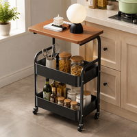 Table d'appoint à roulettes à 2 niveaux, structure métallique, table d'appoint mobile pour canapé, chariot de rangement multifonctionnel pour salon, chambre à coucher, petit espace