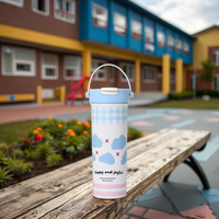 Mug de voyage isotherme en acier inoxydable 316 grande capacité avec poignée, design moderne, double paille, maintien thermique 6-12 heures