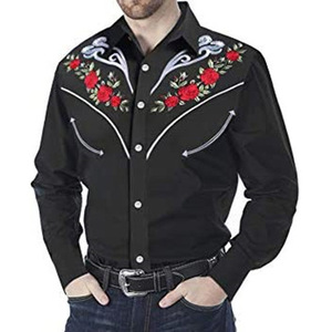 Primavera e autunno camicia da uomo stampata alla <span class=keywords><strong>moda</strong></span> americana stile occidentale stampata camicia a maniche lunghe per gli uomini - Product Image 3