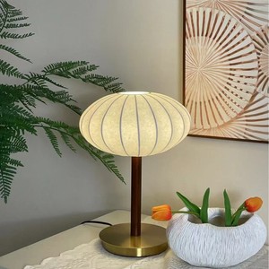 Lampe de table de style chinois nordique, E27 LED, à intensité variable, lampe de chevet, simple, artistique, en tissu, rétro, créative - Product Image 2