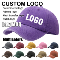 Gorra de béisbol unisex vintage de algodón lavado con logo personalizado al por mayor, gorra de camionero ajustable, gorra deportiva teñida y desgastada, gorra de papá en blanco.