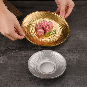 Assiette ronde en acier inoxydable 304 martelé, dorée ou argentée, pour desserts, steaks et snacks - Product Image 1