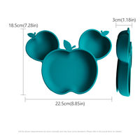 Assiette repas bébé en silicone monobloc, compartimentée, avec ventouse antidérapante, forme pomme, pour compléments alimentaires