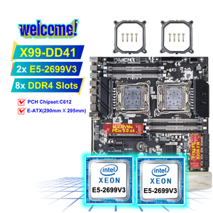 NUEVO Kit de Placa Base para PC de Escritorio X99-DD41 E-ATX 8X DDR4 RAM, Combo Dual Intel <span class=keywords><strong>Xeon</strong></span> <span class=keywords><strong>E5</strong></span> 2699 V3, Placa Madre X99 con Doble CPU - Product Image 1