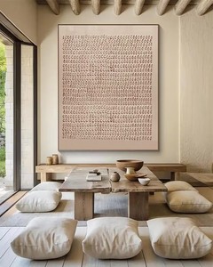 Grande Quadro Astratto Beige Testurizzato Neutro Fatto a Mano con Cornice Stile Wabi Sabi, Pittura a Olio su Tela Boho, Arte da <span class=keywords><strong>Parete</strong></span> per <span class=keywords><strong>Soggiorno</strong></span> e <span class=keywords><strong>Decorazione</strong></span> Casa - Product Image 3