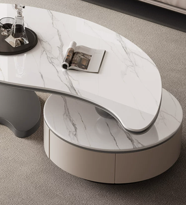 Ensemble <span class=keywords><strong>table</strong></span> <span class=keywords><strong>basse</strong></span> et meuble TV <span class=keywords><strong>en</strong></span> bois, style moderne et luxueux, avec tiroir de rangement, meubles de salon - Product Image 4